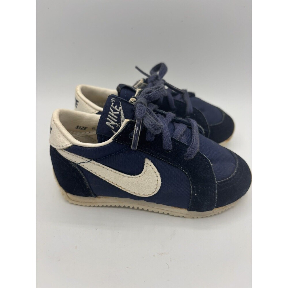 Vtg Original 1983 Nike Tyro Toddler Size 5 Shoes Navy/ White Swoosh Barely Used
